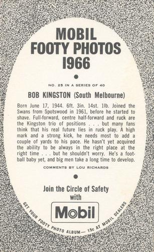 1966 Mobil Footy Photos VFL #25 Bob Kingston Back